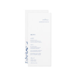 Menú de la tarjeta floral azul minimalista frances