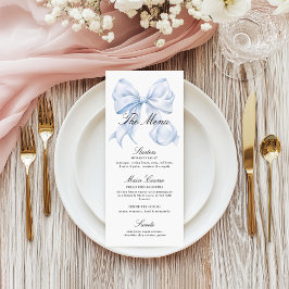 Menú de lazo azul elegante Coquette Bow