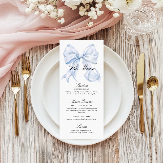 Menú de lazo azul elegante Coquette Bow (Subido por el creador)