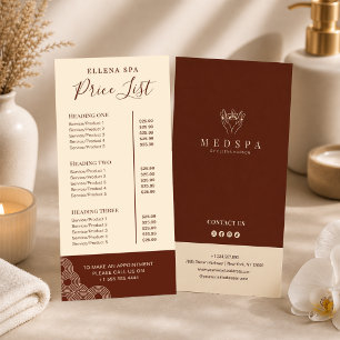 Menú de Lista de Precios de Esteticista en Elegant