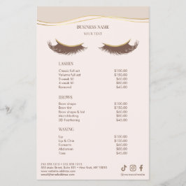 Menú de Lista de Precios de Salón Beige y Dorado E