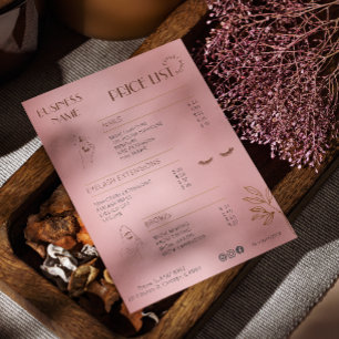 Menú de lista de precios estéticos Rosa Medios soc