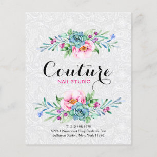 Menú de lista de ramo floral colorido