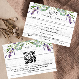 Menú de madera de lavanda Respuesta RSVP de boda e
