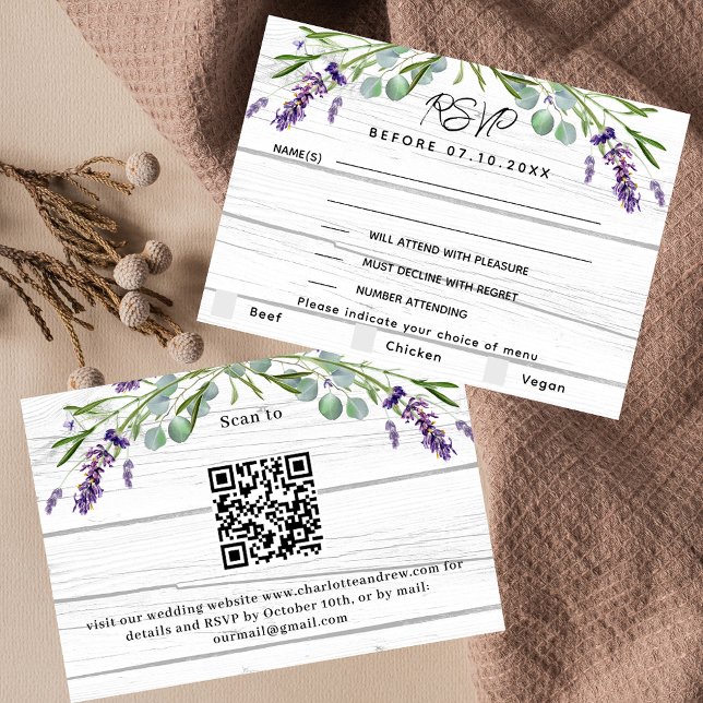 Menú de madera de lavanda Respuesta RSVP de boda e (Subido por el creador)