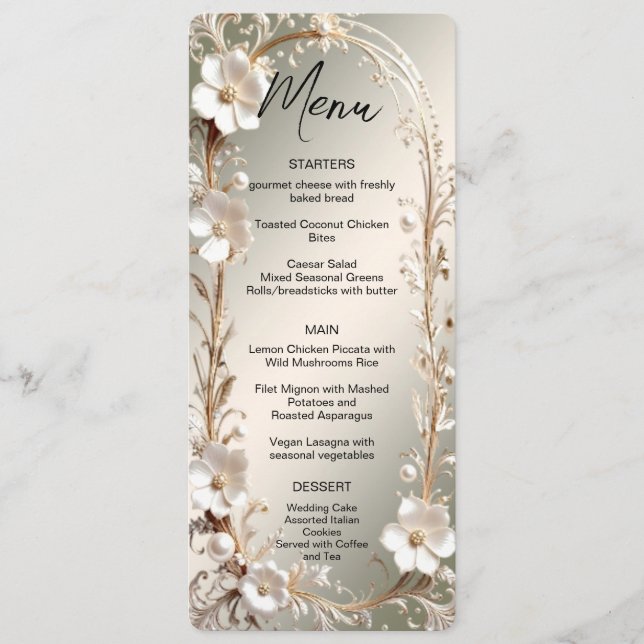 Menú de Marco Floral Blanco Ornamentado (Anverso)
