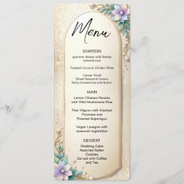 Menú de Marco Floral Decorativo con Perlas