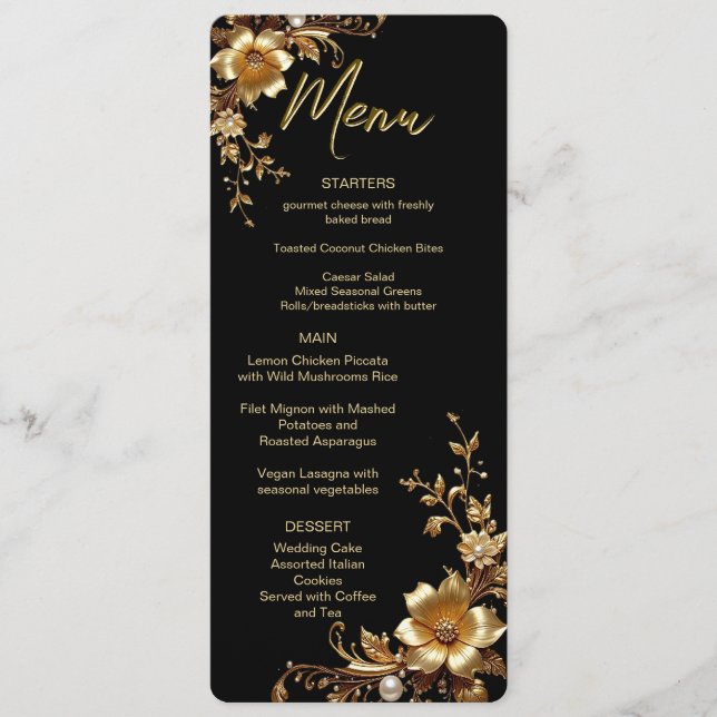 Menú de Marco Ornado Floral Dorado (Anverso)
