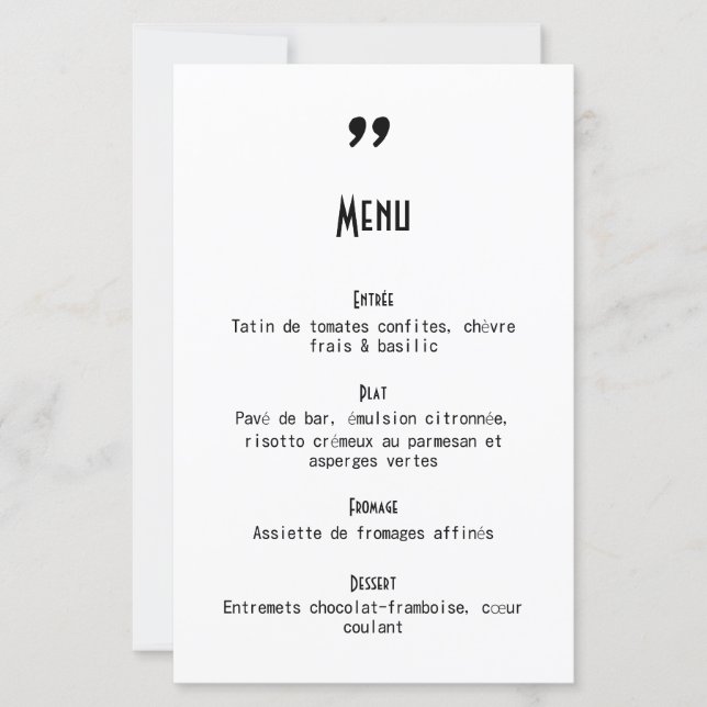Menu de mariage Apostrophe (Anverso)