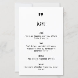Menu de mariage Apostrophe