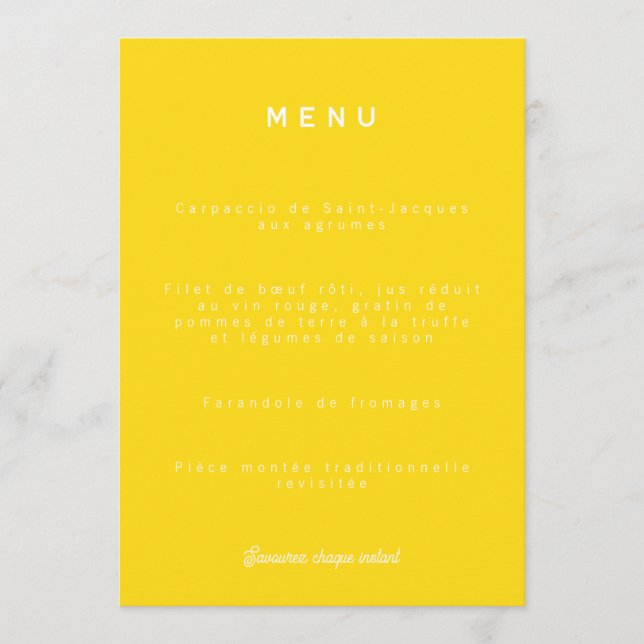 Menu de mariage Colorus - Jaune Citron (Anverso)