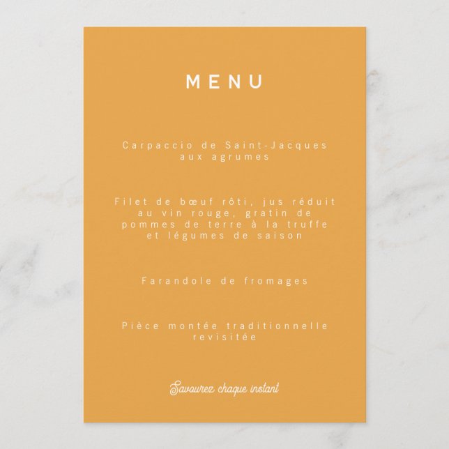 Menu de mariage Colorus - Orange (Anverso)