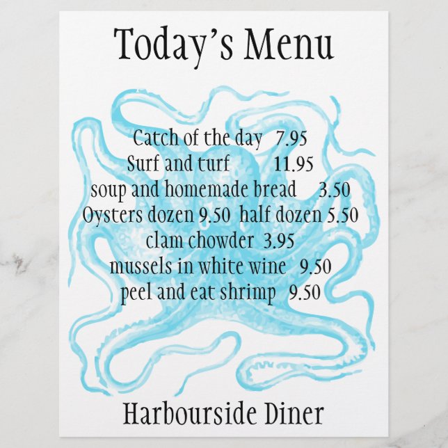 Menú de mariscos (Anverso)