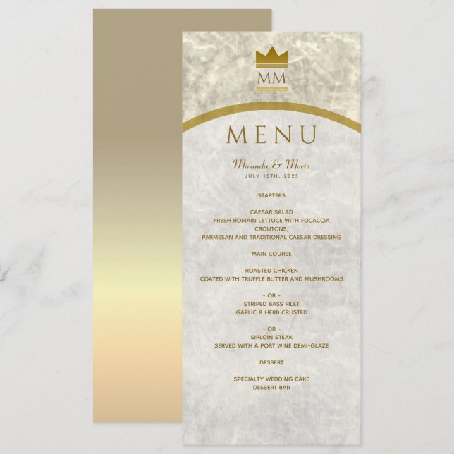 Menú de mármol y oro elegante (Anverso / Reverso)