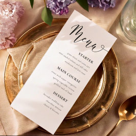Menú de Mesa de Boda Simple en Blanco y Negro
