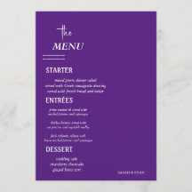 Menú de mesa de bodas elegante