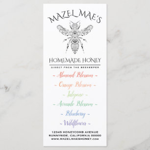 Menú de miel casera personalizado
