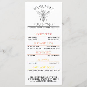 Menú de Miel de Apiario Personalizado