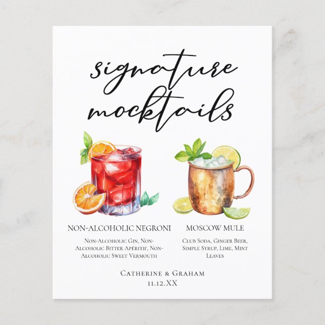 Menú de Mocktails Elegantes para Bodas Nocturnas (Anverso)