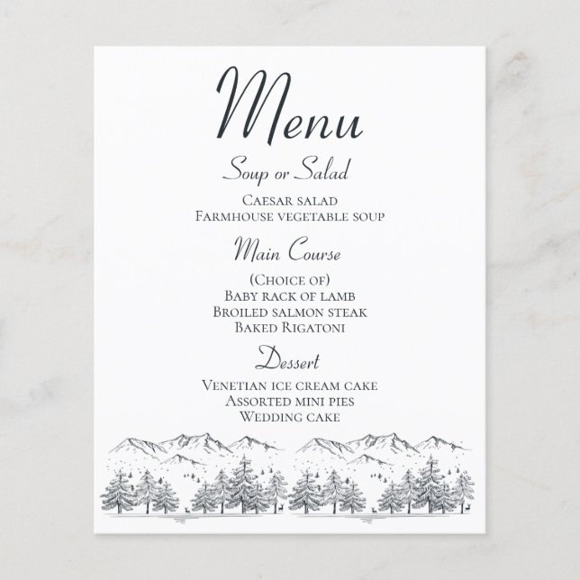 Menú de montaña Invierno rústico Boda (Anverso)