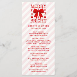 Menú de Navidad con lazo de gingham rojo Merry & B
