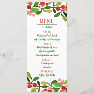 Menú de Navidad de Bayas de Hojas de Acebo | Boda