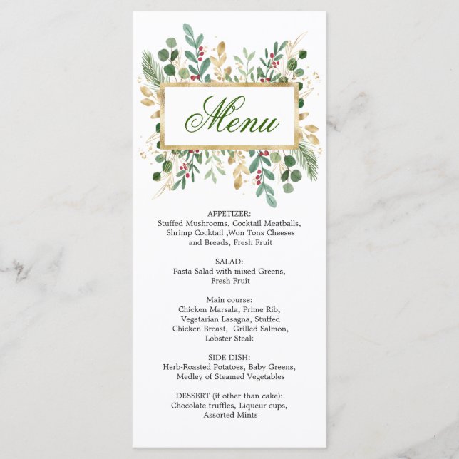 Menú de Navidades de Bodas de Berry Rojo Foliage G (Anverso)