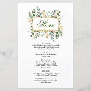 Menú de Navidades de Bodas de Berry Rojo Foliage G