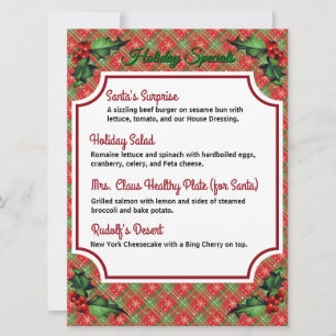 Menú de ofertas especiales de vacaciones de Red Pl