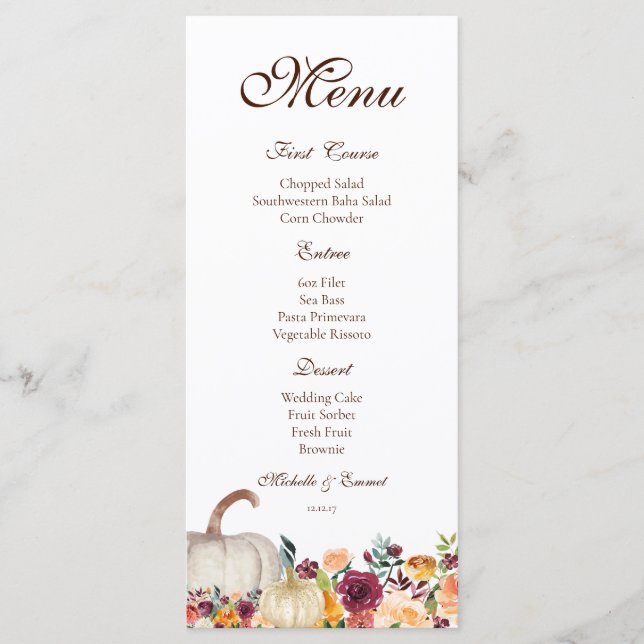 Menú de Otoño, Menú de Acción de Gracias, Menú de  (Anverso)