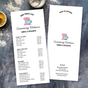 Menú de panadería de postres simples de moda Lista
