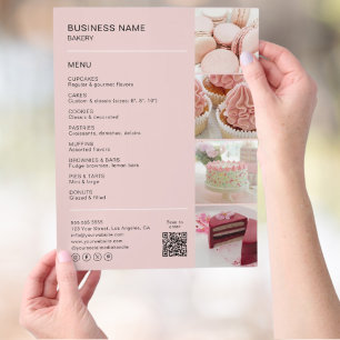 Menú de Panadería Pink con Fotos y Código QR