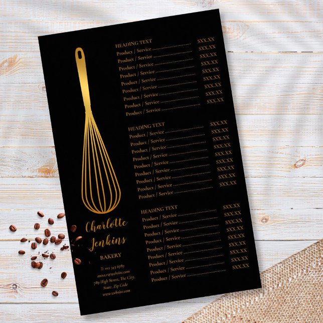 Menú de pastelería Black Gold Whisk Bakery (Subido por el creador)
