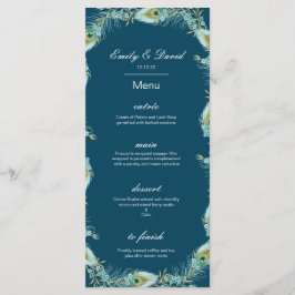 Menú de pavo real editable, menú de boda, baby sho