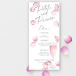 Menú de Petales y ducha de novia Prosecco<br><div class="desc">Pétalos de rosa de color acuático elegante con una copa de champán y texto "Petals y Prosecco".</div>