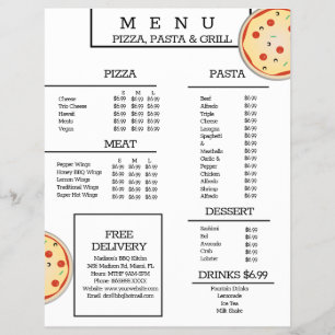 Menú de Pizza Pasta Grill Restaurante Simple Spagh