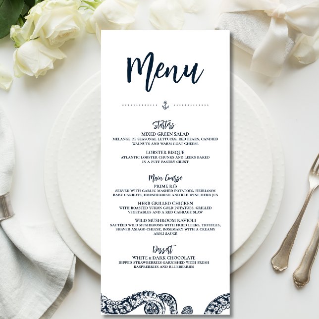 Menú de placa plana Boda Octopus Náutico de la Mar (Subido por el creador)