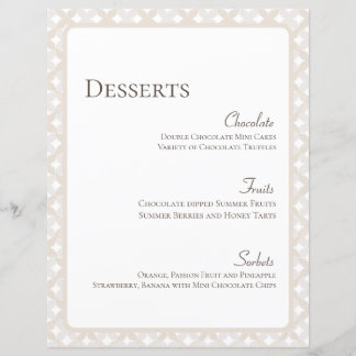 Menú de postre de Personalizable Boho Boda 8.5X11