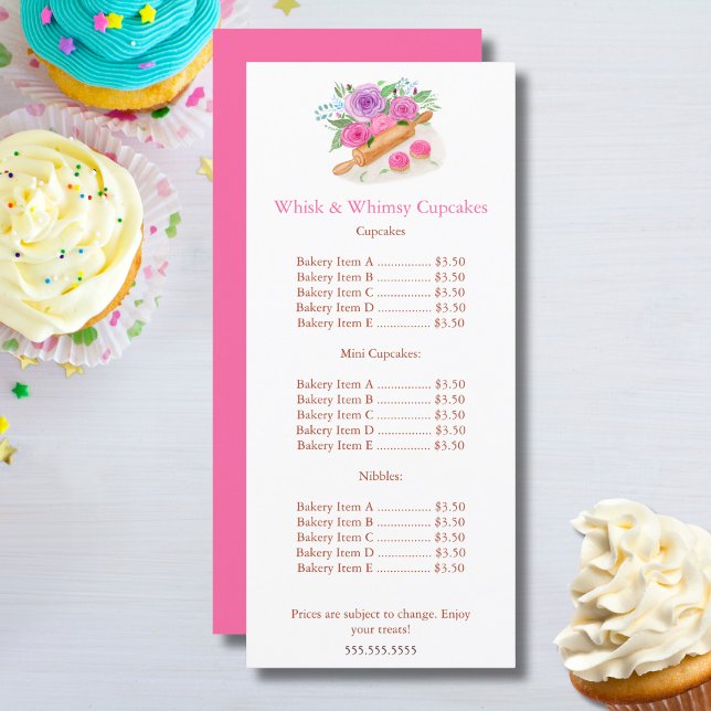 Menú de Precios de Cupcakes con Rosas y Rodillo de (Subido por el creador)