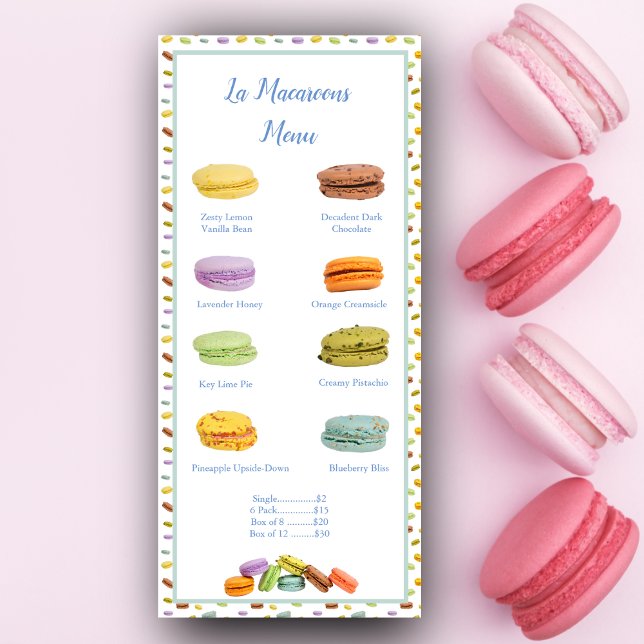 Menú de precios de la panadería Macaroons Francesa (French Macaroons Flavor Price Menu: Tempt, Indulge, and Captivate Your Customers' Senses!)