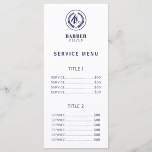 Menú de precios de servicio de salón de hombres si
