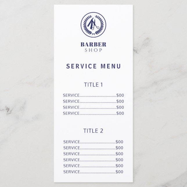 Menú de precios de servicio de salón de hombres si (Anverso)