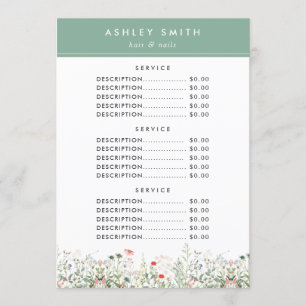 Menú de precios de Wildflower Meadow