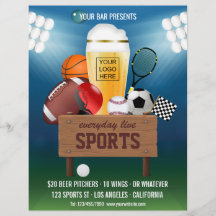 Menú de promoción de eventos en bar de deportes ag