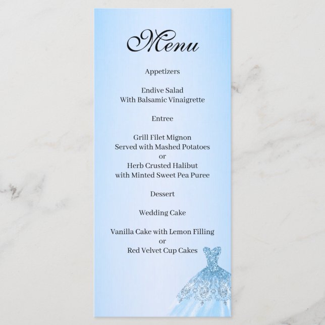 Menú de Quinceañera Azul (Anverso)