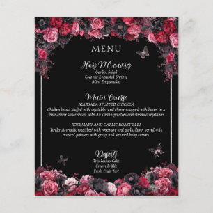 Menú de Quinceañera rosa gótico y negro