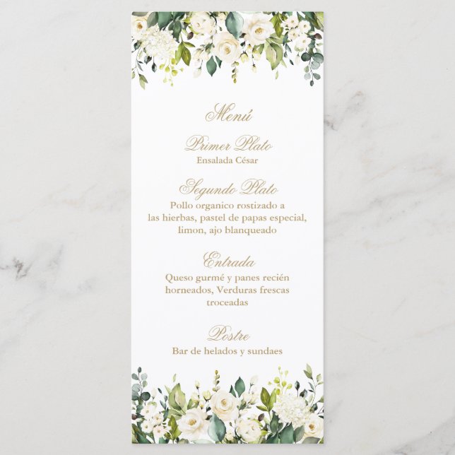Menú de ramo blanco (Anverso)