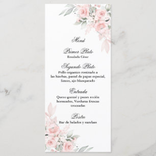 Menú de ramo rosa rosado para quinceañera