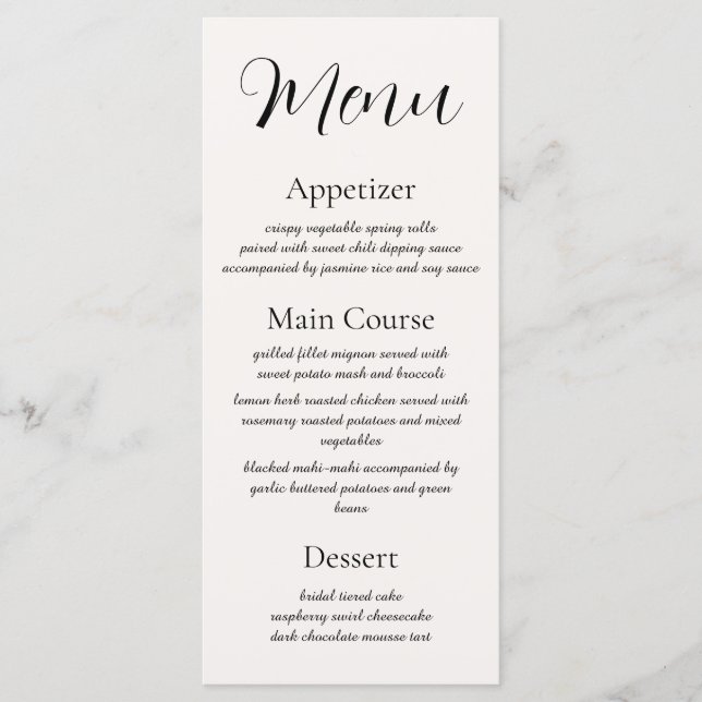 Menú de Recepción Beige Elegancia (Anverso)