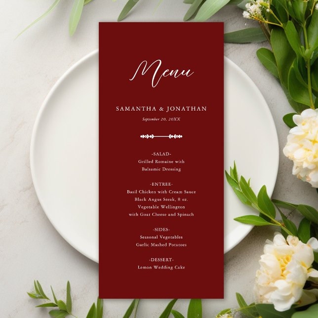 Menú de recepción de Boda Borgoña Sencilla (Subido por el creador)